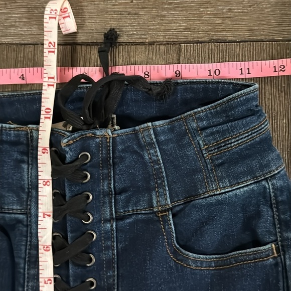 We the Free Free People CRVY high-rise lace up skinny jeans Blue Honey - Picture 12 of 13
